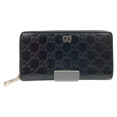  GUCCI グッチ シグネチャー レザー ジップアラウンドウォレット ラウンドファスナー 長財布 473928 525040 ブラック