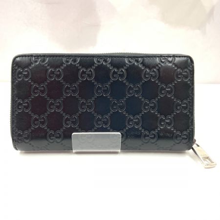  GUCCI グッチ シグネチャー レザー ジップアラウンドウォレット ラウンドファスナー 長財布 473928 525040 ブラック