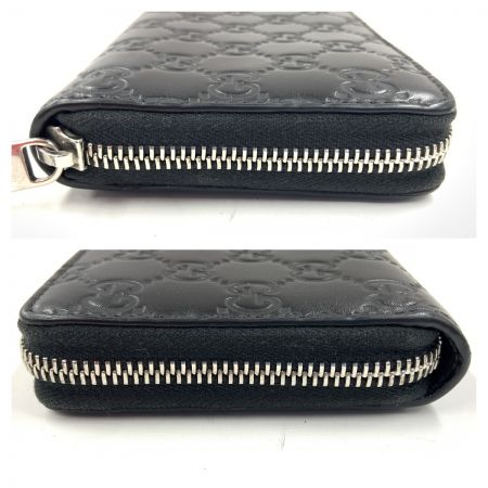  GUCCI グッチ シグネチャー レザー ジップアラウンドウォレット ラウンドファスナー 長財布 473928 525040 ブラック
