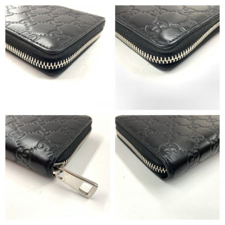  GUCCI グッチ シグネチャー レザー ジップアラウンドウォレット ラウンドファスナー 長財布 473928 525040 ブラック