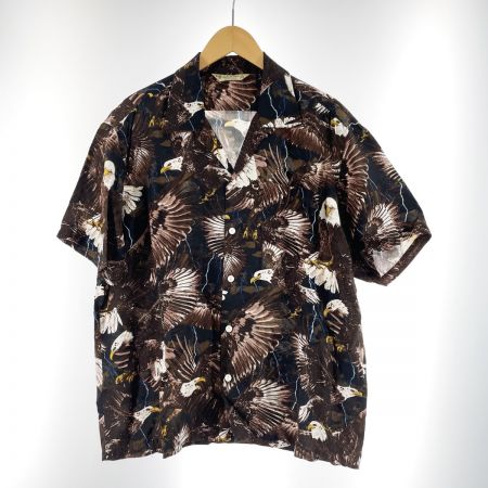  Schott ショット メンズ アロハシャツ AMERICAN EAGLE シェルボタン/ネコ目 サイズL ブラウン