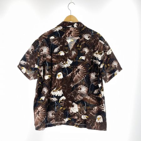  Schott ショット メンズ アロハシャツ AMERICAN EAGLE シェルボタン/ネコ目 サイズL ブラウン