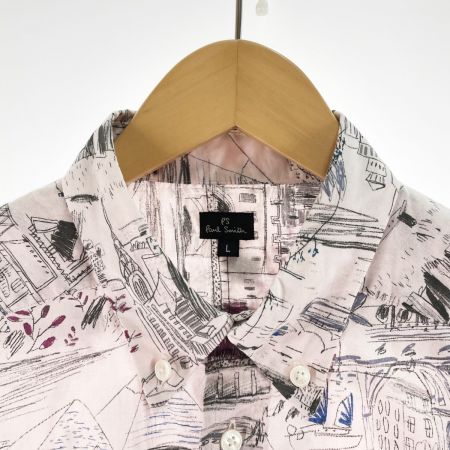  Paul Smith ポールスミス メンズ 半袖シャツ グローバル スケッチブック サイズL Mk 153604 ピンク