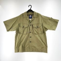 〇〇 FREAK'S STORE フリークスストア メンズ ビッグ スリーブ ミリタリー シャツ サイズ1 RNFS004 オリーブ Bランク