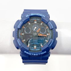 〇〇 CASIO カシオ G-SHOCK ジーショック アナログデジタル クォーツ 腕時計 GA-100L ブルー x オレンジ Bランク