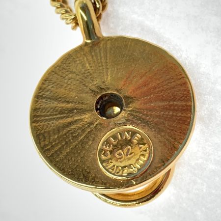  CELINE セリーヌ ヴィンテージ ロゴ ラウンド GP ラインストーン ネックレス  ゴールド