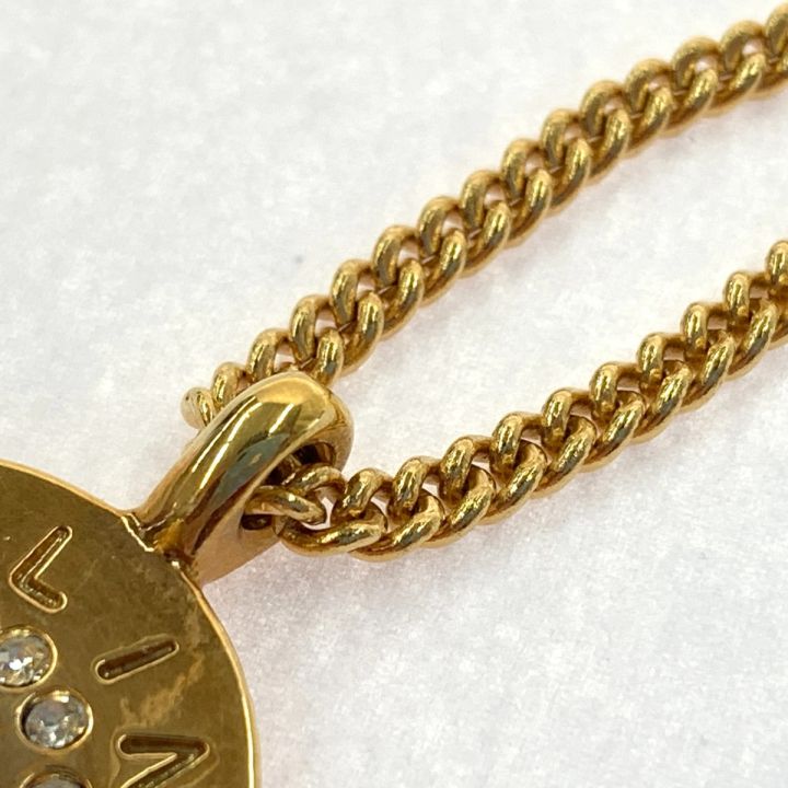 セリーヌ CELINE ラインストーンネックレス ロゴ ラウンド GP ゴールド CELINE セリーヌ ヴィンテージ ロゴ ラウンド GP ラインストーン