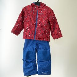 〇〇 Columbia コロンビア キッズ スキーウエア 上下セット サイズXXS レッド×ブルー Bランク