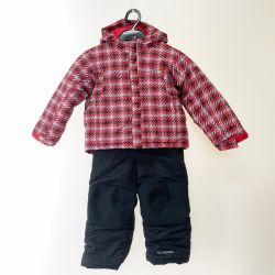 〇〇 Columbia コロンビア キッズ スキーウェア 上下セット サイズ3T (TODDLER) レッド×ブラック Bランク