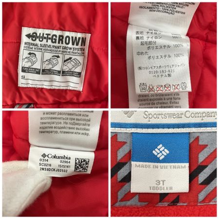  Columbia コロンビア キッズ スキーウェア 上下セット サイズ3T (TODDLER) レッド×ブラック