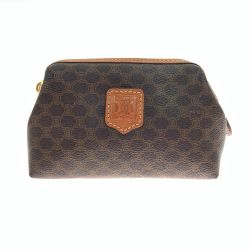 〇〇 CELINE セリーヌ マカダム 化粧 ポーチ マルチケース ブラウン Bランク