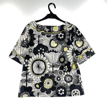  Marimekko マリメッコ レディース 半袖カットソー 花柄 サイズ34 ホワイト×ブラック