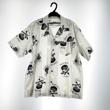  Schott ショット メンズ アロハシャツ スカル柄 サイズL グレー