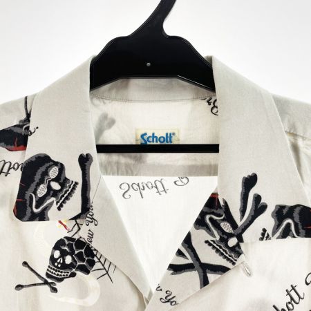  Schott ショット メンズ アロハシャツ スカル柄 サイズL グレー