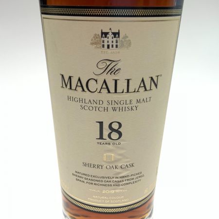  The MACALLAN マッカラン 18年 シェリーオークカスク スコッチウイスキー 2019 43度 700ml 未開栓