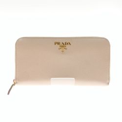 〇〇 PRADA プラダ サフィアーノレザー 財布 ラウンドファスナー 長財布 1ML506  ベージュ Bランク