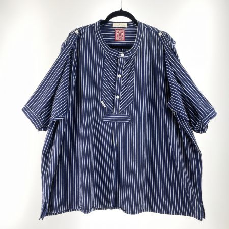  modAS モダス メンズ シャツ フィッシャーマンシャツ ストライプ リメイク品 ネイビー