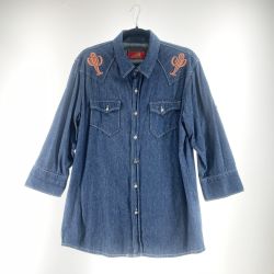 〇〇 Indian インディアン メンズ デニムシャツ サイズL ブルー Bランク