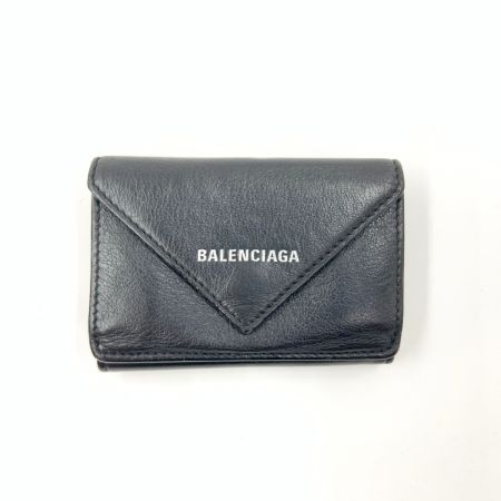  BALENCIAGA バレンシアガ ペーパー ミニ ウォレット 三つ折り短財布 391446 1000 1217 ブラック