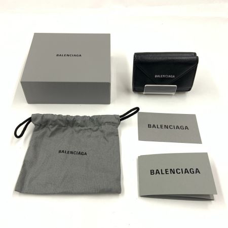  BALENCIAGA バレンシアガ ペーパー ミニ ウォレット 三つ折り短財布 391446 1000 1217 ブラック