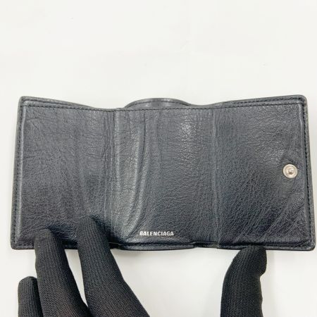  BALENCIAGA バレンシアガ ペーパー ミニ ウォレット 三つ折り短財布 391446 1000 1217 ブラック