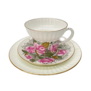 Imperial Porcelain ロモーノ・ソフ ピンクローズ トリオセット カップ・ソーサー・デザートプレート Imperial Porcelain ロモーノ・ソフ ピンクローズ トリオセット カップ