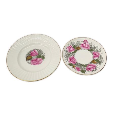  Imperial Porcelain ロモーノ・ソフ ピンクローズ トリオセット カップ・ソーサー・デザートプレート