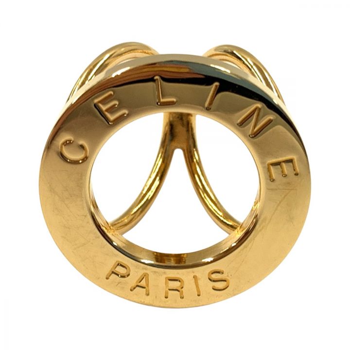 CELINE セリーヌ GP ロゴ サークル スカーフリング ゴールド - 中古