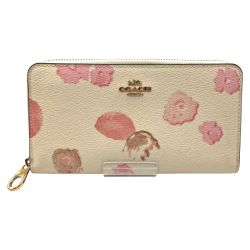 〇〇 COACH コーチ ロング ジップ アラウンド ウォレット フローラル プリント CR625 ホワイト Bランク