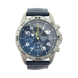 〇〇 SEIKO セイコー クロノグラフ 100M クォーツ 腕時計 7T92-0DX0 ブルー  x イエロー Bランク