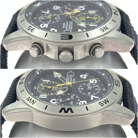  SEIKO セイコー クロノグラフ 100M クォーツ 腕時計 7T92-0DX0 ブルー  x イエロー