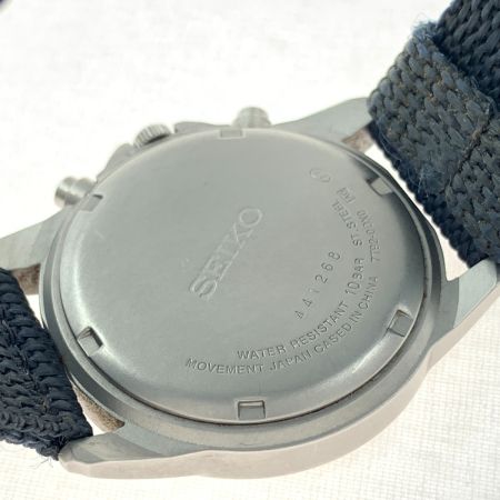  SEIKO セイコー クロノグラフ 100M クォーツ 腕時計 7T92-0DX0 ブルー  x イエロー