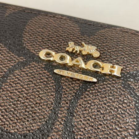  COACH コーチ ロング ジップ アラウンド ウォレット シグネチャー キャンバス 長財布 C4452 ブラウン×レッド x レッド