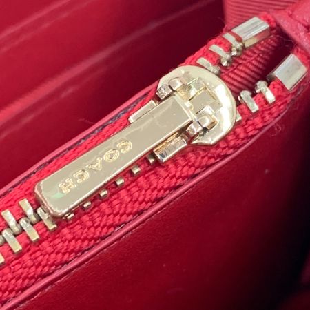  COACH コーチ ロング ジップ アラウンド ウォレット シグネチャー キャンバス 長財布 C4452 ブラウン×レッド x レッド