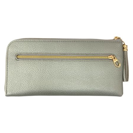  BLUESINCERE ブルー シンシア 本革 スリム長財布 タッセル付き Lassel ラッセル メタリック シルバー