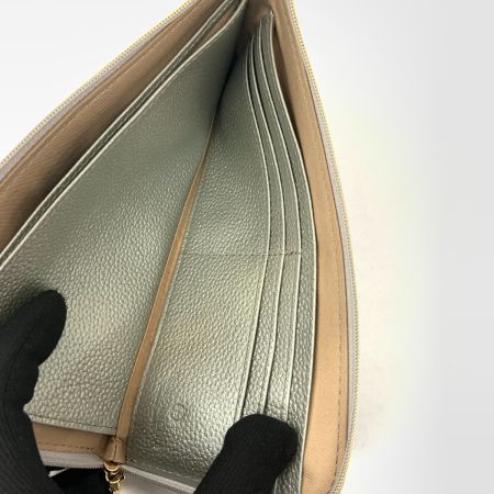  BLUESINCERE ブルー シンシア 本革 スリム長財布 タッセル付き Lassel ラッセル メタリック シルバー