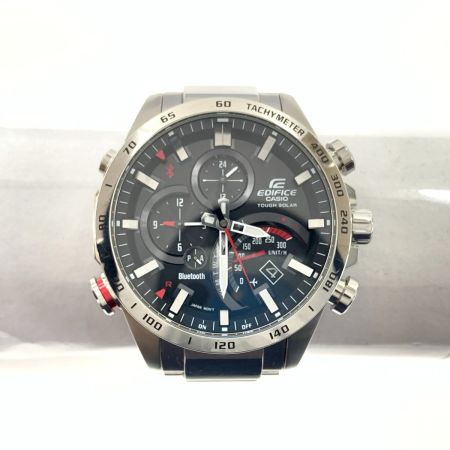 CASIO カシオ EDIFICE エディフィス タイムトラベラー ソーラークォーツ モバイルリンク 腕時計 EQB-501 シルバー x ブラック