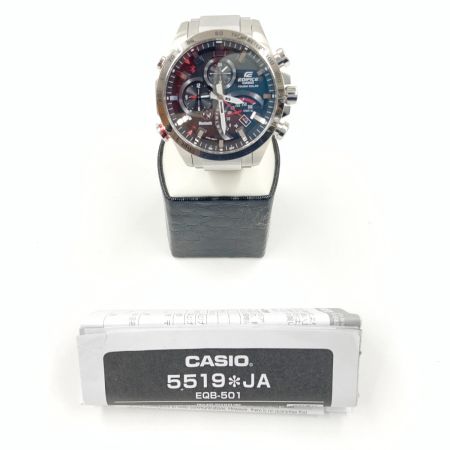  CASIO カシオ EDIFICE エディフィス タイムトラベラー ソーラークォーツ モバイルリンク 腕時計 EQB-501 シルバー x ブラック