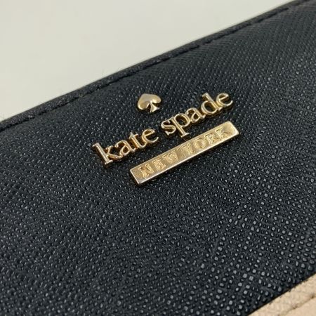  Kate Spade ケイトスペード ラウンドファスナー 長財布  ブラック x ベージュ