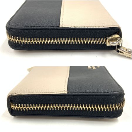  Kate Spade ケイトスペード ラウンドファスナー 長財布  ブラック x ベージュ