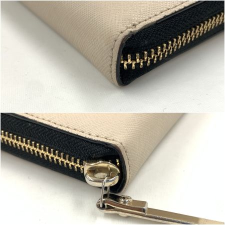  Kate Spade ケイトスペード ラウンドファスナー 長財布  ブラック x ベージュ