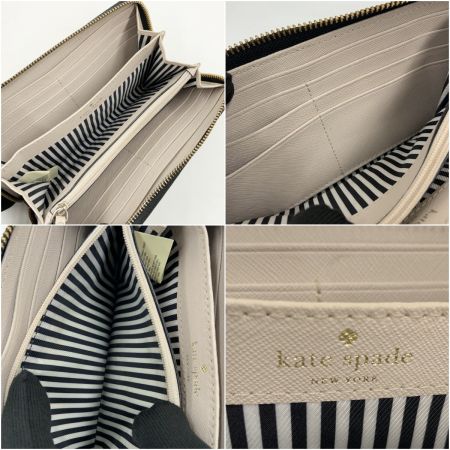  Kate Spade ケイトスペード ラウンドファスナー 長財布  ブラック x ベージュ