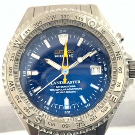  SEIKO セイコー ランドマスター トランスポーラー 大場満郎モデル キネティック 腕時計 5M45-6A01 シルバー x ブルー