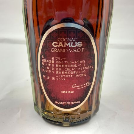  CAMUS カミュ GRAND VSOP クリアボトル 700ml 40% ブランデー コニャック 未開栓