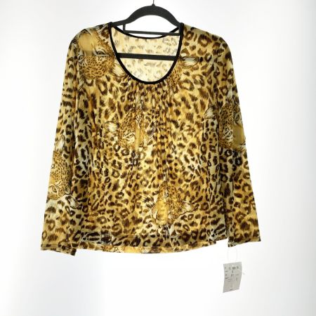  ITALIYA イタリヤ 伊太利屋 レディース  カットソー ヒョウ柄 サイズ11 ゴールド