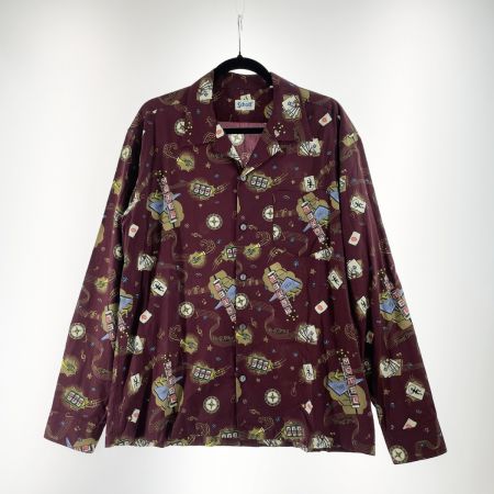  Schott ショット メンズ アロハシャツ カジノ柄 トランプ柄 サイズL パープル