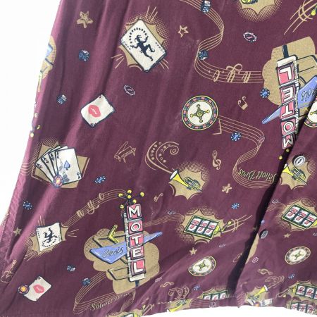  Schott ショット メンズ アロハシャツ カジノ柄 トランプ柄 サイズL パープル