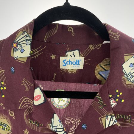  Schott ショット メンズ アロハシャツ カジノ柄 トランプ柄 サイズL パープル