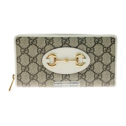 〇〇 GUCCI グッチ ホースビット 1955 ジップアラウンドウォレット ファスナー 長財布 621889 アイボリー Bランク