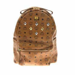 〇〇 MCM エムシーエム ロゴグラム スタッズ バックパック デイパック リュックサック MWK1SVE01CO001 ブラウン Bランク